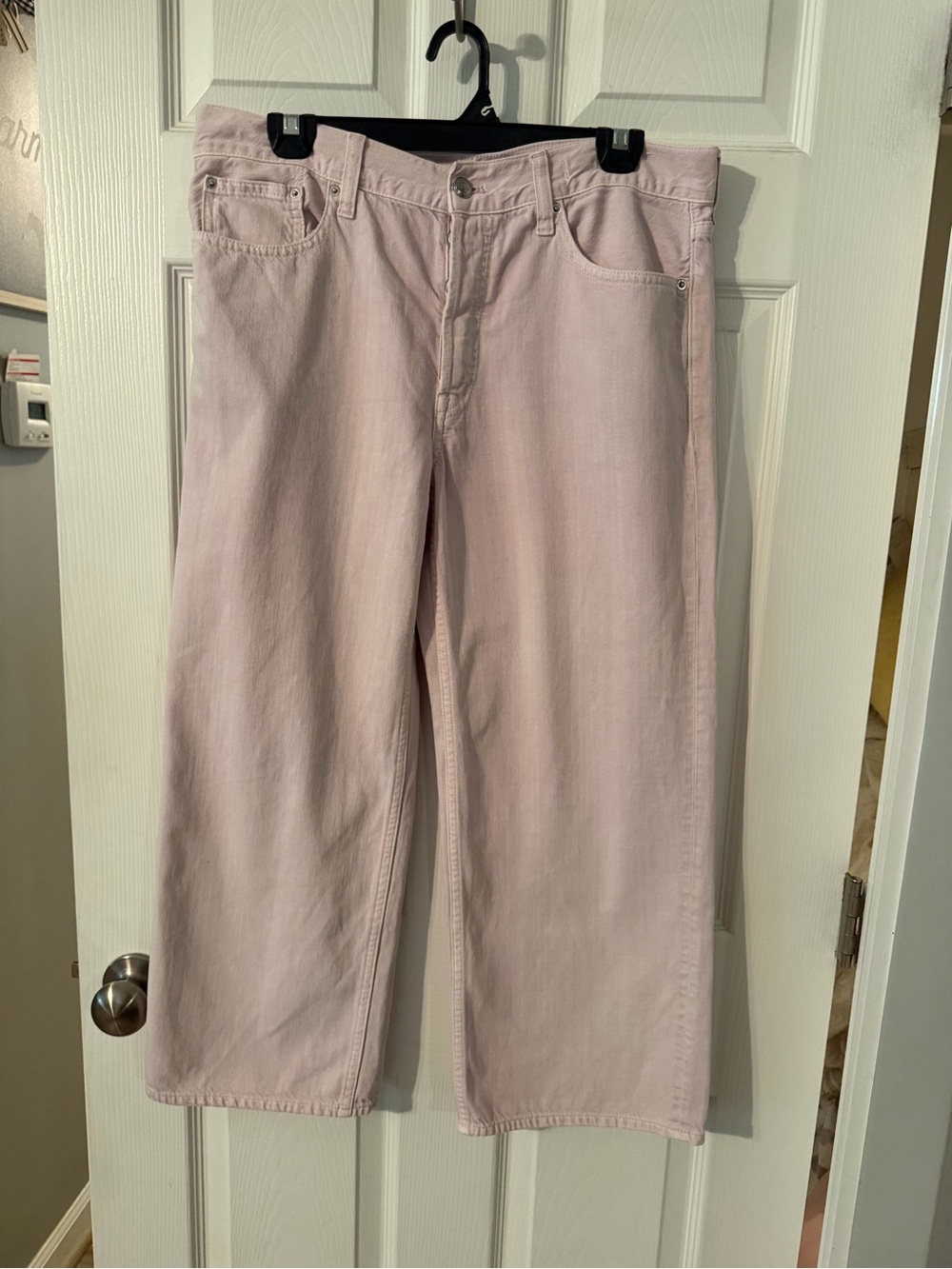 Madewell Low-Slung Baggy Crop Jean In Light Pink